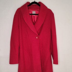 Jjill Red Boiled Wool Swing Coat Sz Xl 